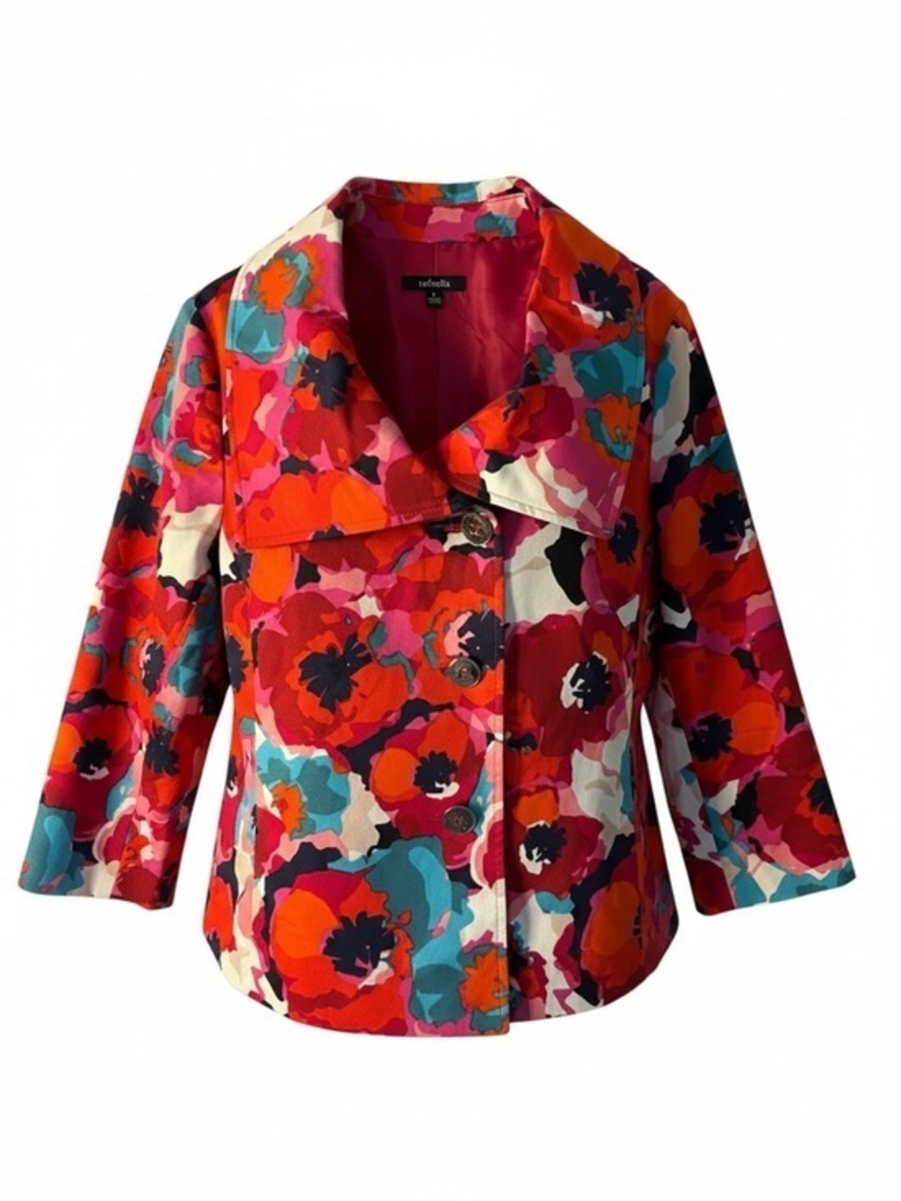 Rafaella Multicolor Floral Cropped Blazer